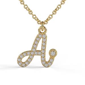 תליון אות משובץ יהלומים, Diamonds Love