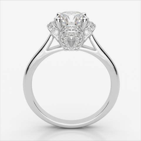 טבעת אירוסין זהב צהוב/לבן, דגם Fleur De Lis יהלום מרכזי 0.2 – 1 קראט